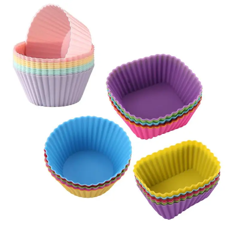 3Pcs Reusable Silicone Baking Cups Non-Stick Heat Resistant for Parent-Child Home Baking Activity DIY Desserts