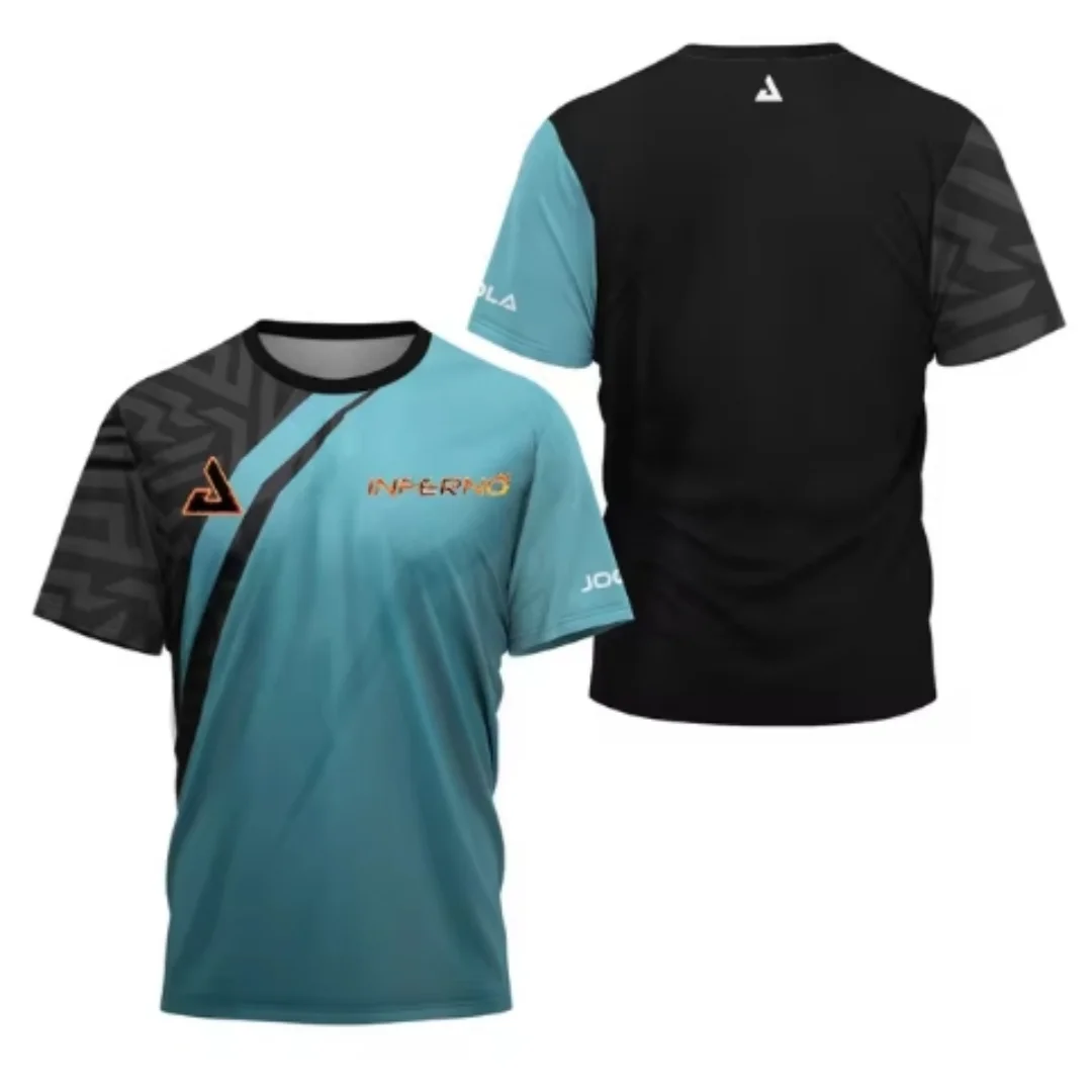 Summer fashion new table tennis printed short sleeved men\'s badminton fast drying fitness breathable round neck loose T-shirt