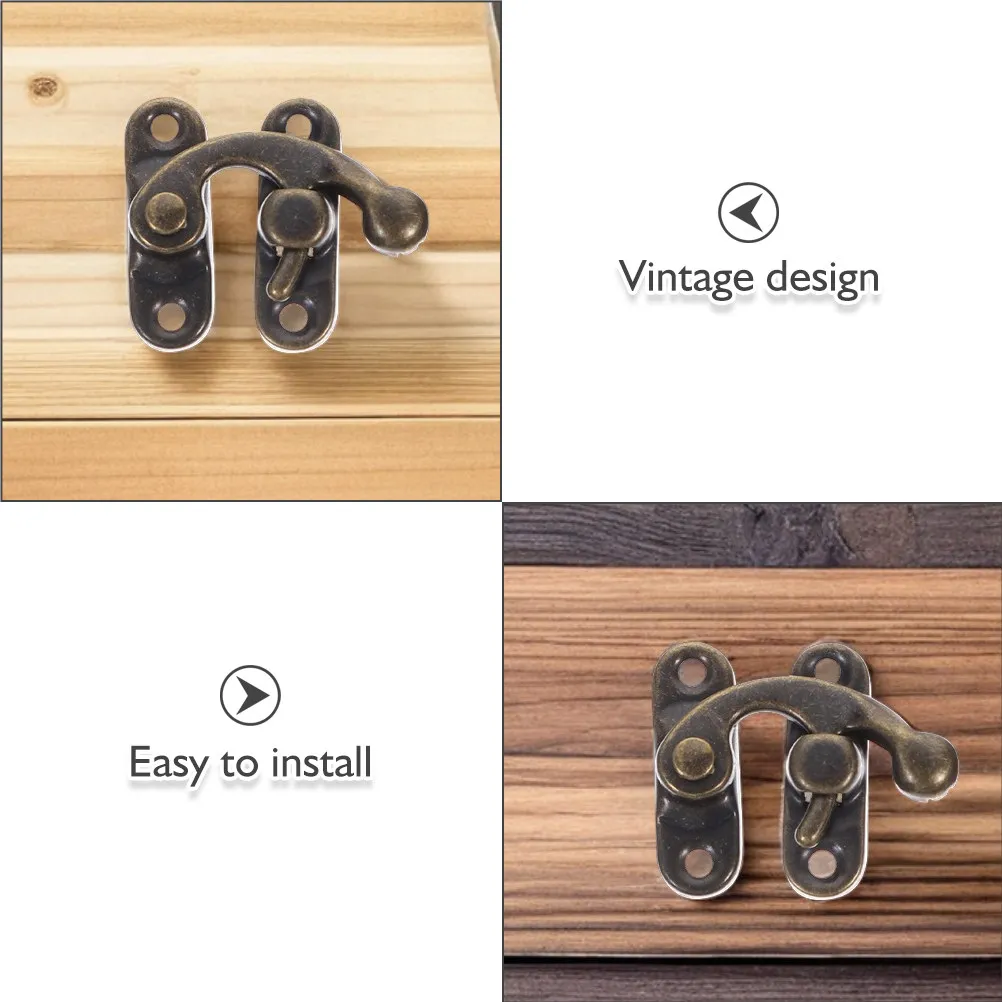 10Pcs Sturdy Iron Vintage Horn Hasp Clasp Latch for Jewelry Box Wooden Cabinet Retro Tin Case Decorative Closure Hardware Set