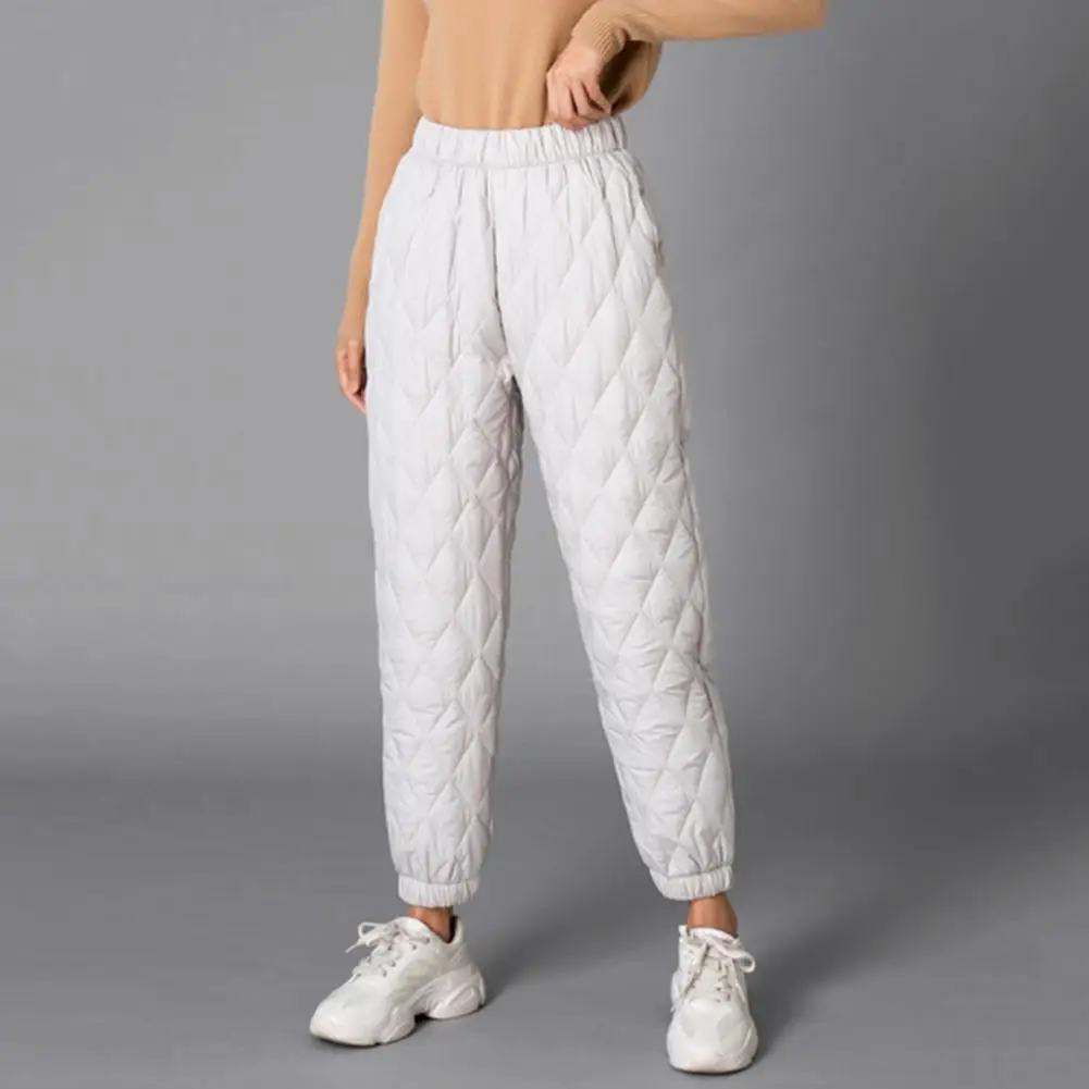 

Women Winter Pants Winter Quilted Texture Women's Pants With High Waist Elastic Design For Warmth Comfort Warm Harem Pants