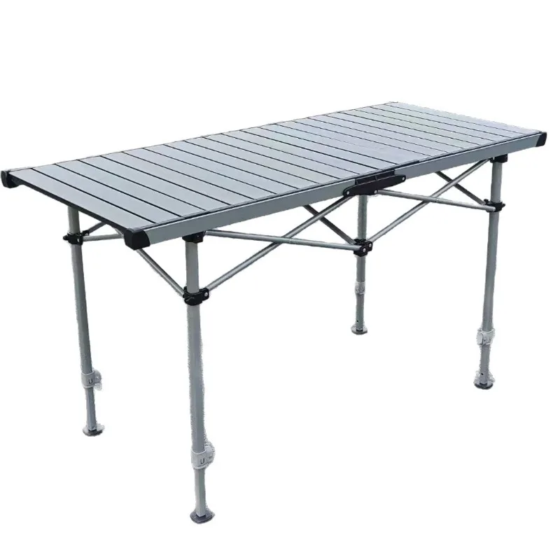 Outdoor lift folding chair, aluminum alloy egg roll table, portable and sturdy square tube camping stall rectangular dining