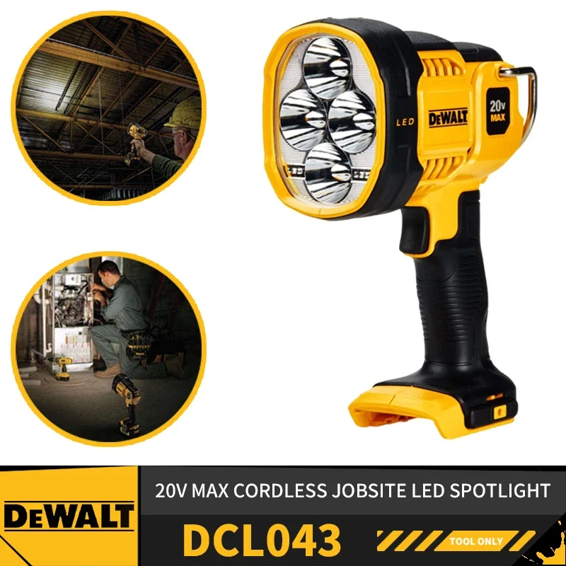 DEWALT DCL043 Jobsite LED Spotlight 20V Max Lithium Battery Tools For Outdoor Camping Jobsite Cordless High Power Lighting