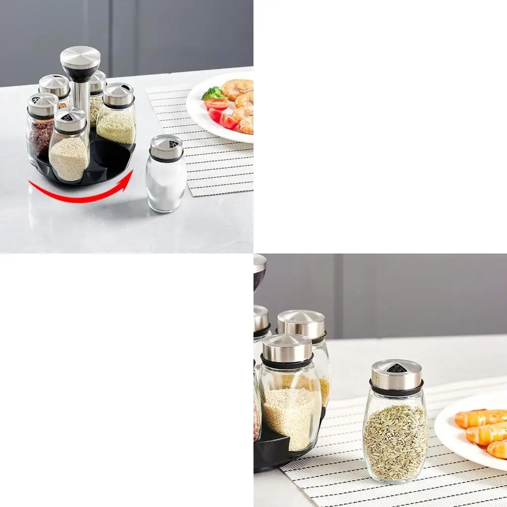 

Kitchen Seasoning Rack with Bottle Rotating Spices Organizers Storage Rack Salt Shakers Holder for Cabinet Easy to Use L5BE