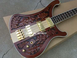 Matte Carved Electric Bass,4003 4 Strings,neck through body，gold Hardware，High Quality Custom Bass Guitar, Free Shipping