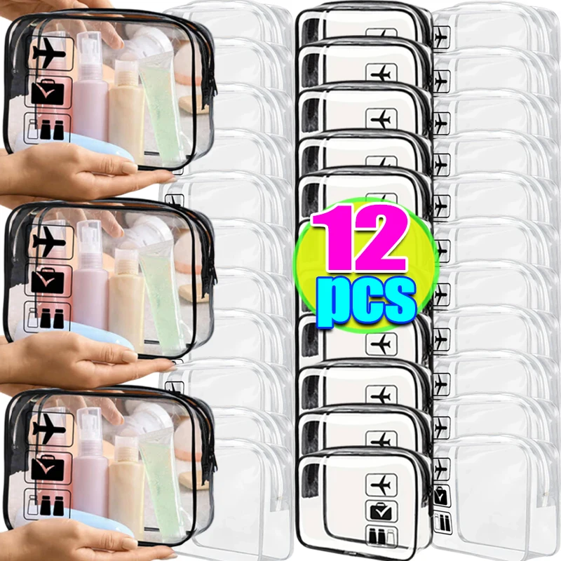 

1/12 шт. новая прозрачная косметичка из ПВХ большой емкости, дорожная коробка для хранения, мужская и женская водонепроницаемая сумка для туалетных принадлежностей