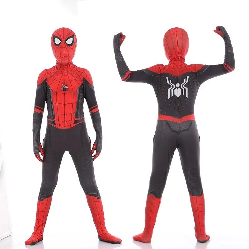 ใหม่ Miles Morales Far From Home ชุดคอสเพลย์ Zentai เครื่องแต่งกาย Spiderman บอดี้สูท Superhero Spandex ชุดสำหรับเด็ก Custom Made