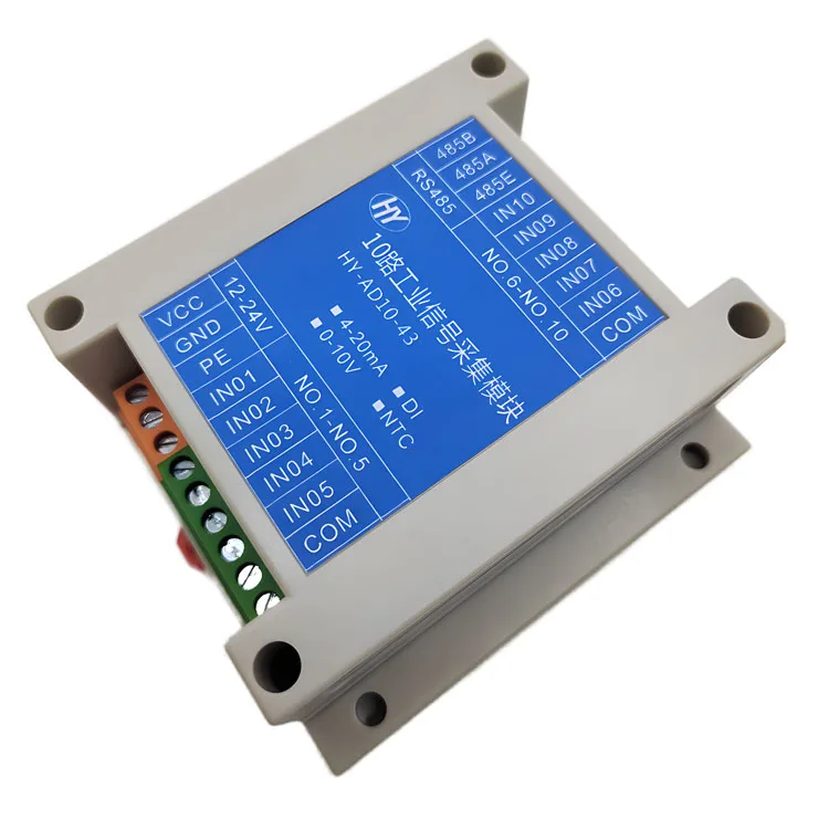 10-channel Industrial Signal Acquisition and Output Module 4-20MA 0-10VDI NTC Analog Signal to 485 Output