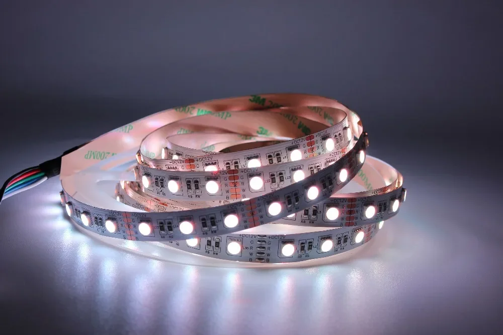 Imagem -03 - Fita Flexível Led Strip Light Decoração de Interiores Dc12v 24v 5050 Rgbw Rgbww 4in 60 84 96 120 108leds