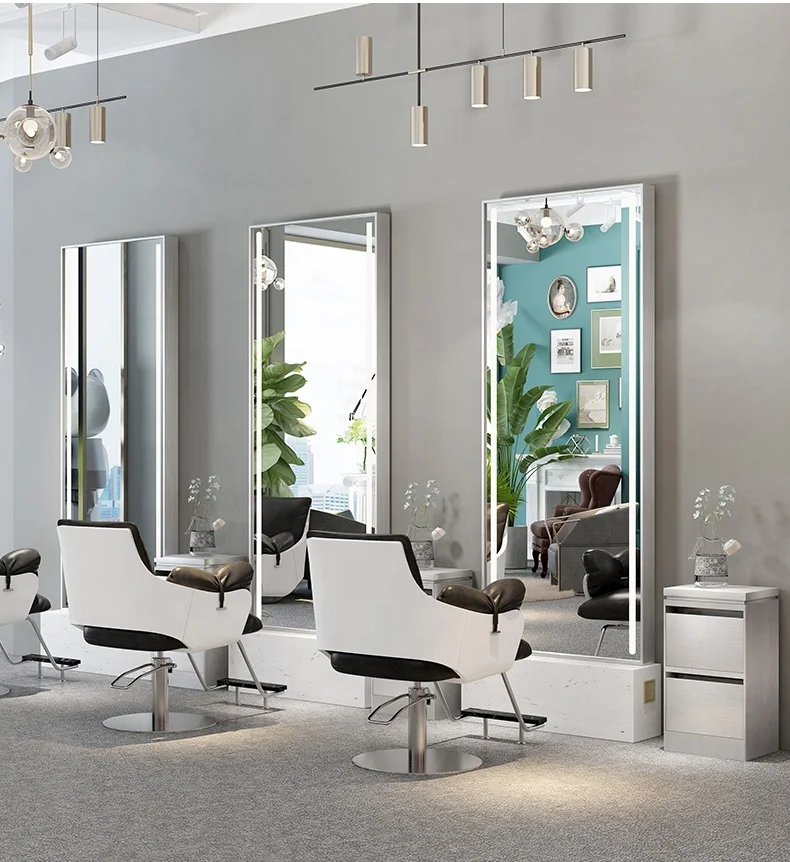 

Hot Sale Stainless Steel Gold Plated Salon Barber Point Double Sided Mirror Vertical Customizable Size