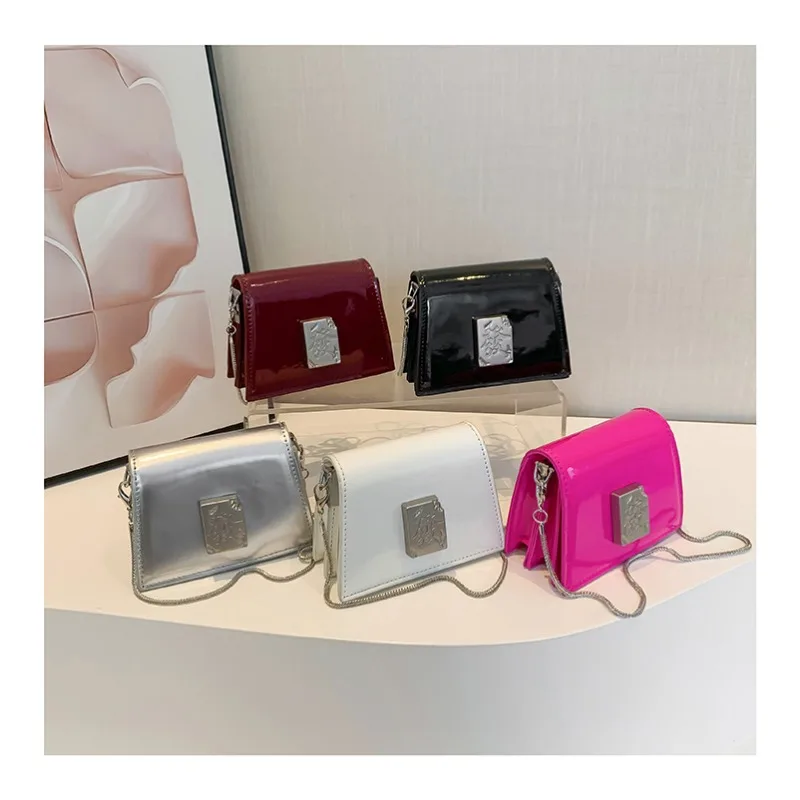 Get Rich Hasp PU Solid Small Square Shoulder Bags Chains High Quality Simple Compact Crossbody Bags for Women 2024 Fashion New