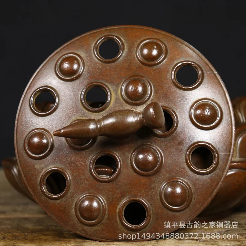 Pure Button Shape Lotus Root Incense Burner Copper Cylinder Ornament Craft Gift De