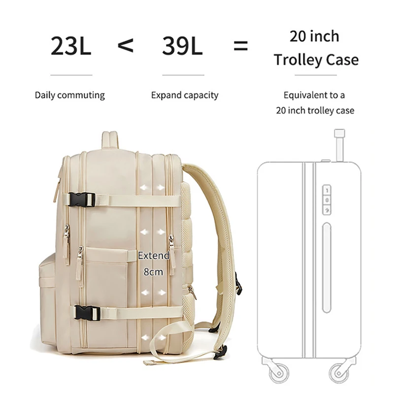 Large Extendable Travel Backpack Business 16 Inch Laptop Bag College Schoolbag Carry On Luggage Rucksack Shoes Pocket XA399C