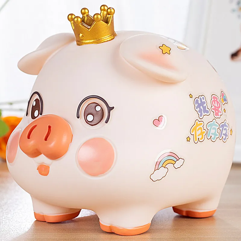 Kawaii Acrylic Money Boxes Pig Room Decor Vintage Simple Beauty Creative Cheap Chinese Piggy Bank Anime Spaarpot Home Decor