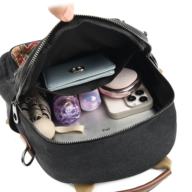Casual National Style Denim Backpacks New Luxury Designer Bags for Women Bohemian Large Capacity Exquisite Stylish School Bag - view 6
