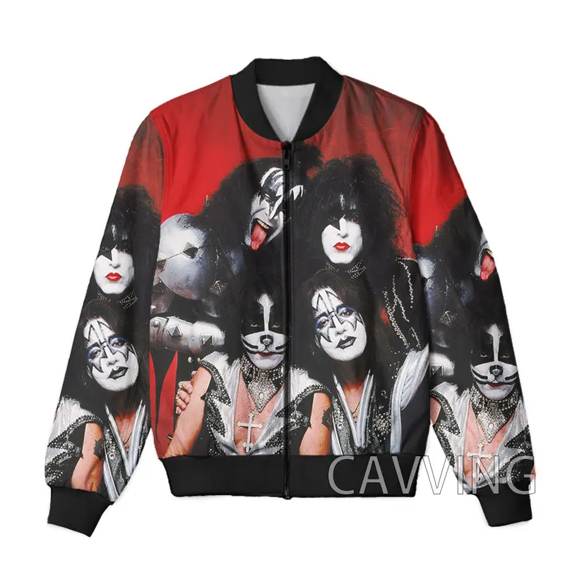 New Fashion Women/Men's  3D Print  KISS Rock Band   Zipper Bomber Jackets Men Overcoat Mens Coat Zip Up Jackets  K02