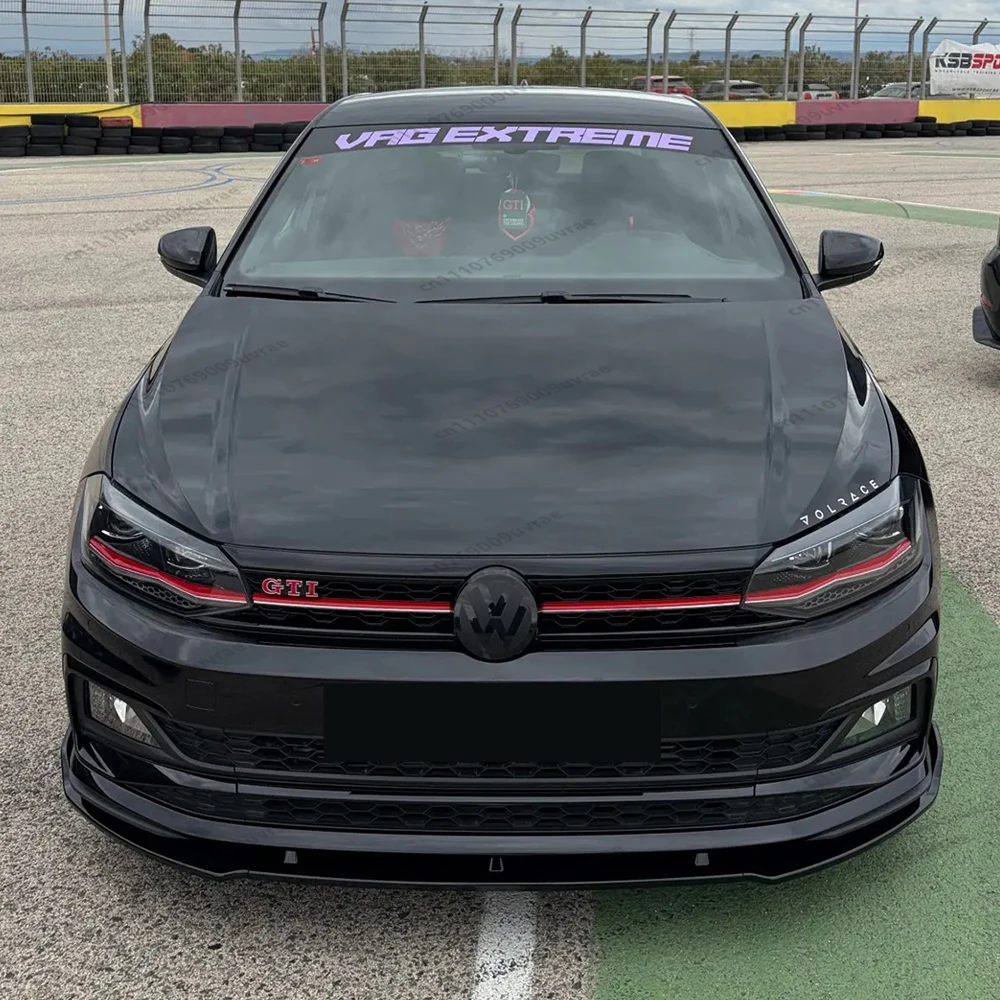 Para VW Polo AW MK6 2017-2025 GTI R-Line TGI MPI TSI Life, Difusor de Parachoques Delantero Negro Brillante, Alerón, Spoiler, Tuning