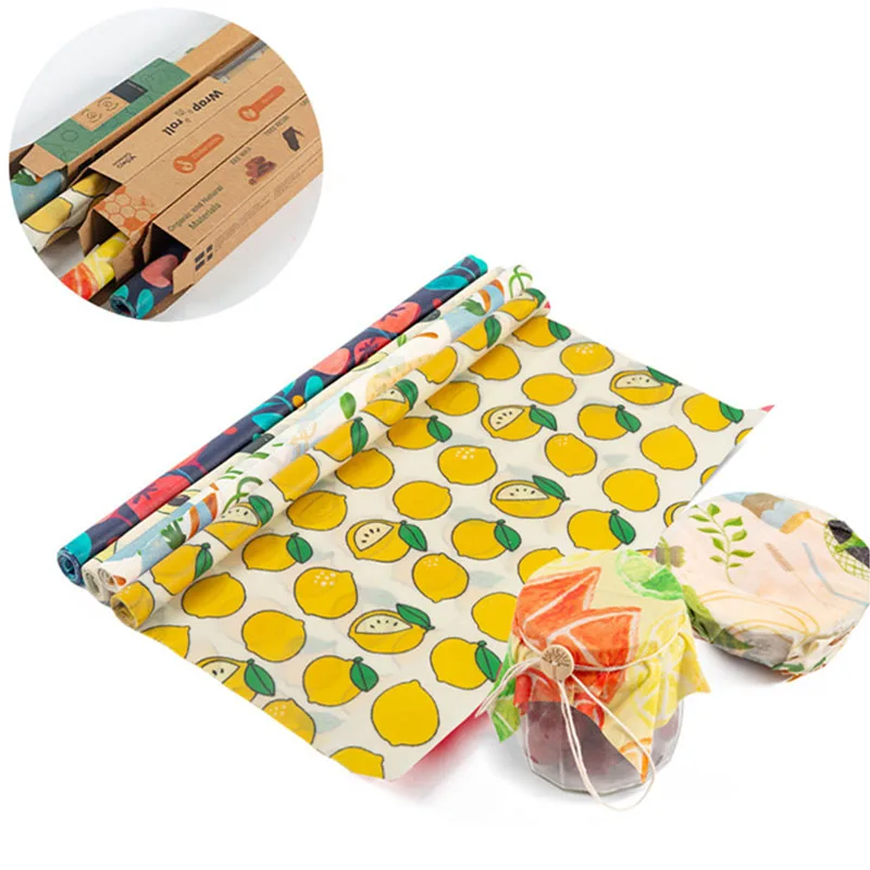 New Beeswax Wrap Eco-friendly Kitchen Wrap Replacement Organic Natural Bees Wax Reusable Mixed Pattern Beeswax Food Wrappers