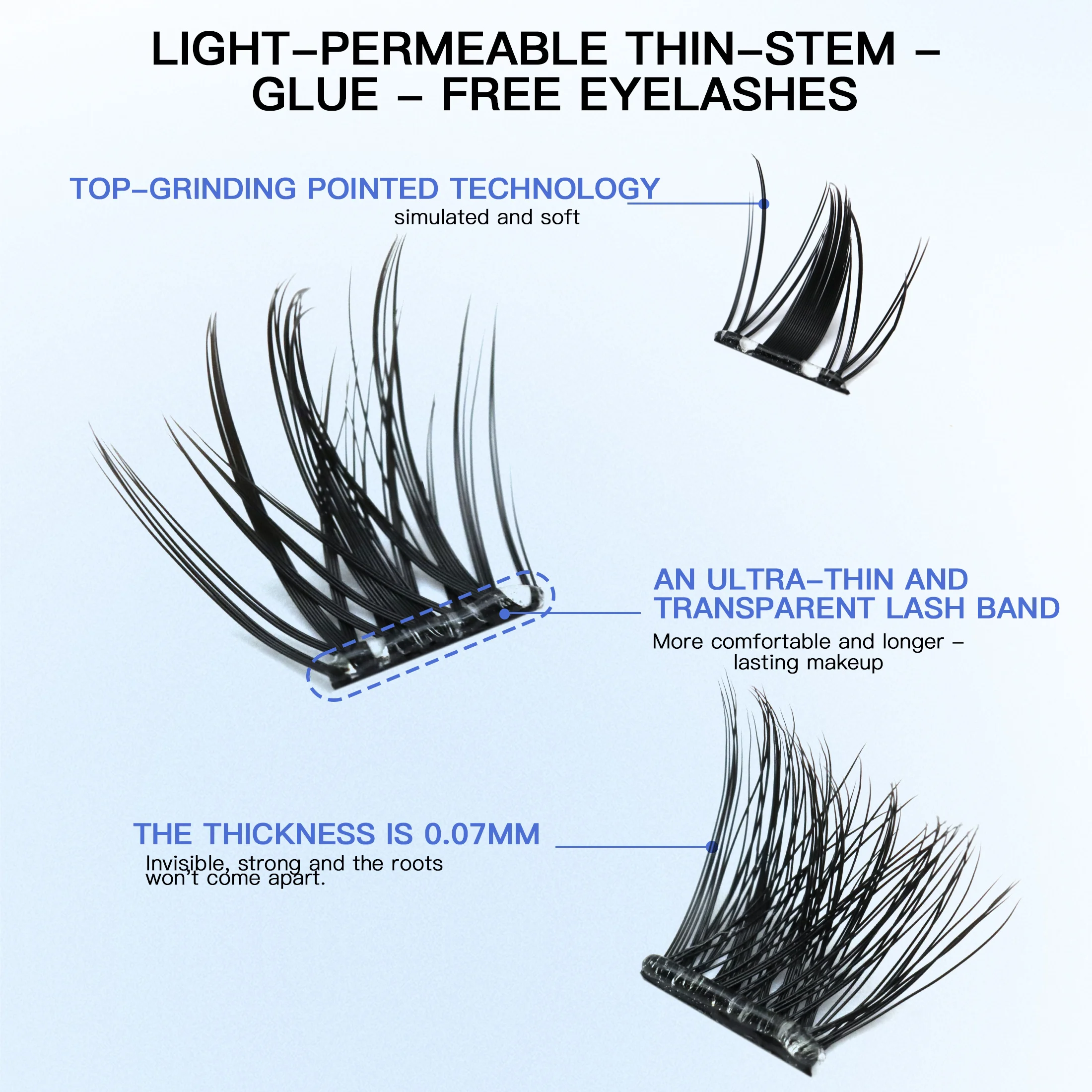6줄 글루프리 싱글 클러스터 인조 속눈썹 9-14mm 혼합 길이 컬링 가짜 속눈썹 한국 스타일 완벽한 눈 확대