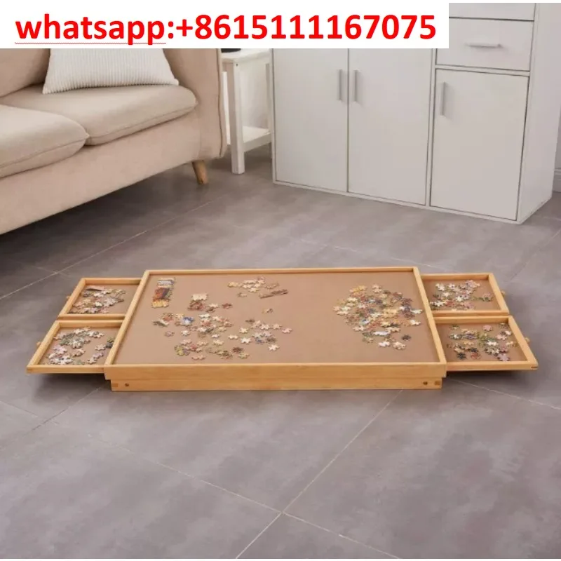 Foldable Wooden Puzzle Table with 4 Drawers for 1500 Pieces