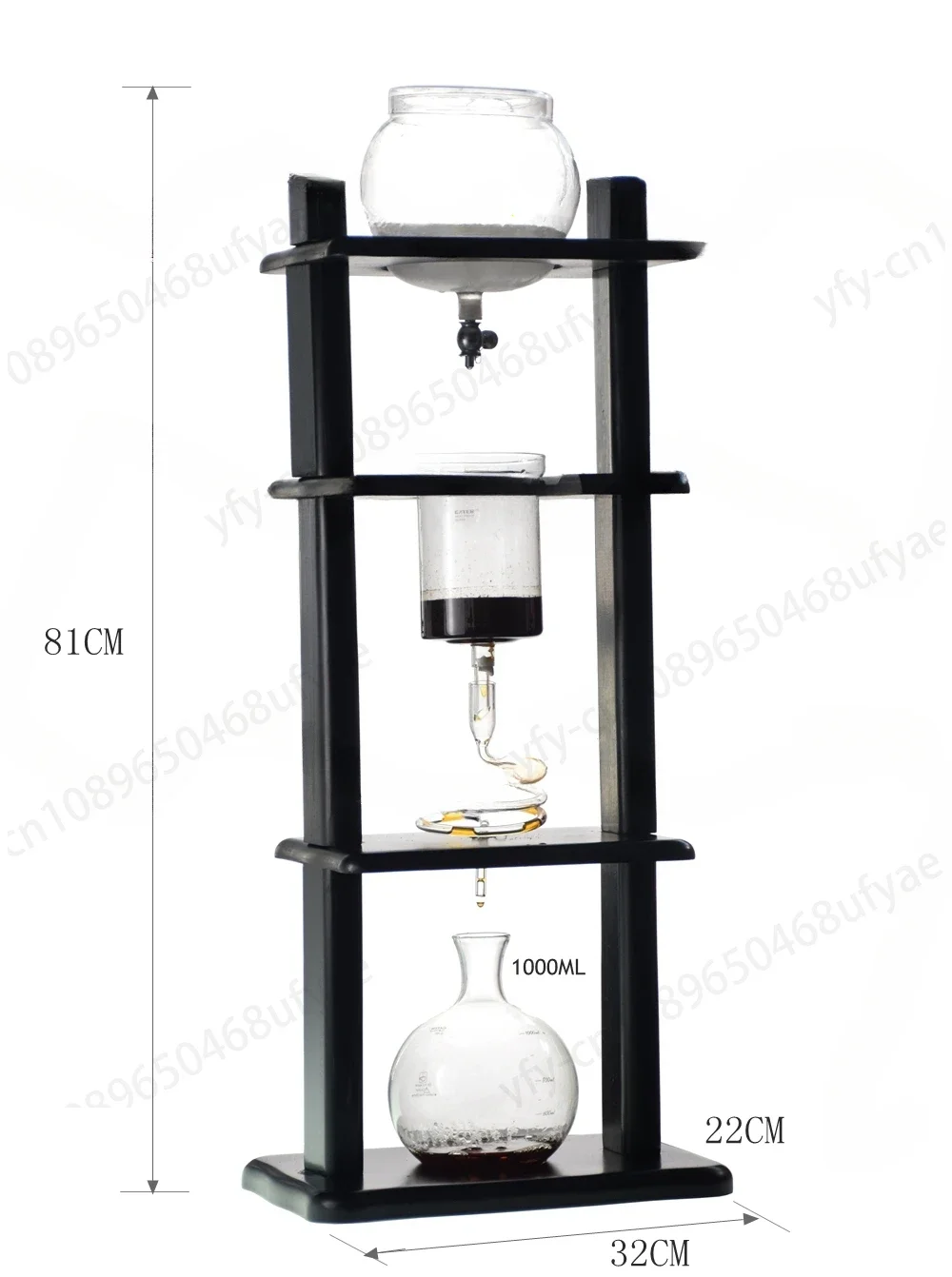 1000ml Large Capacity Black Glass Cold Brew Maker Slow Drip Ice Coffee Machine Cold Brew Coffee Tower