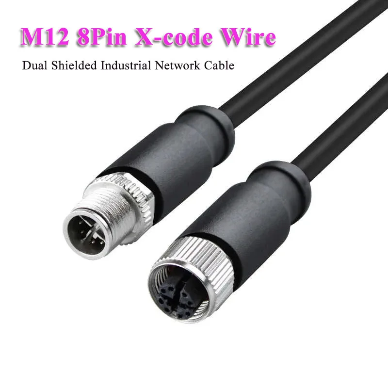 

M12 8Pin X-type Plug to RJ45 Wire Shielded M12 8Pin X-code Male Female Connector Profinet/EtherCat Industrial Network Cable IP67