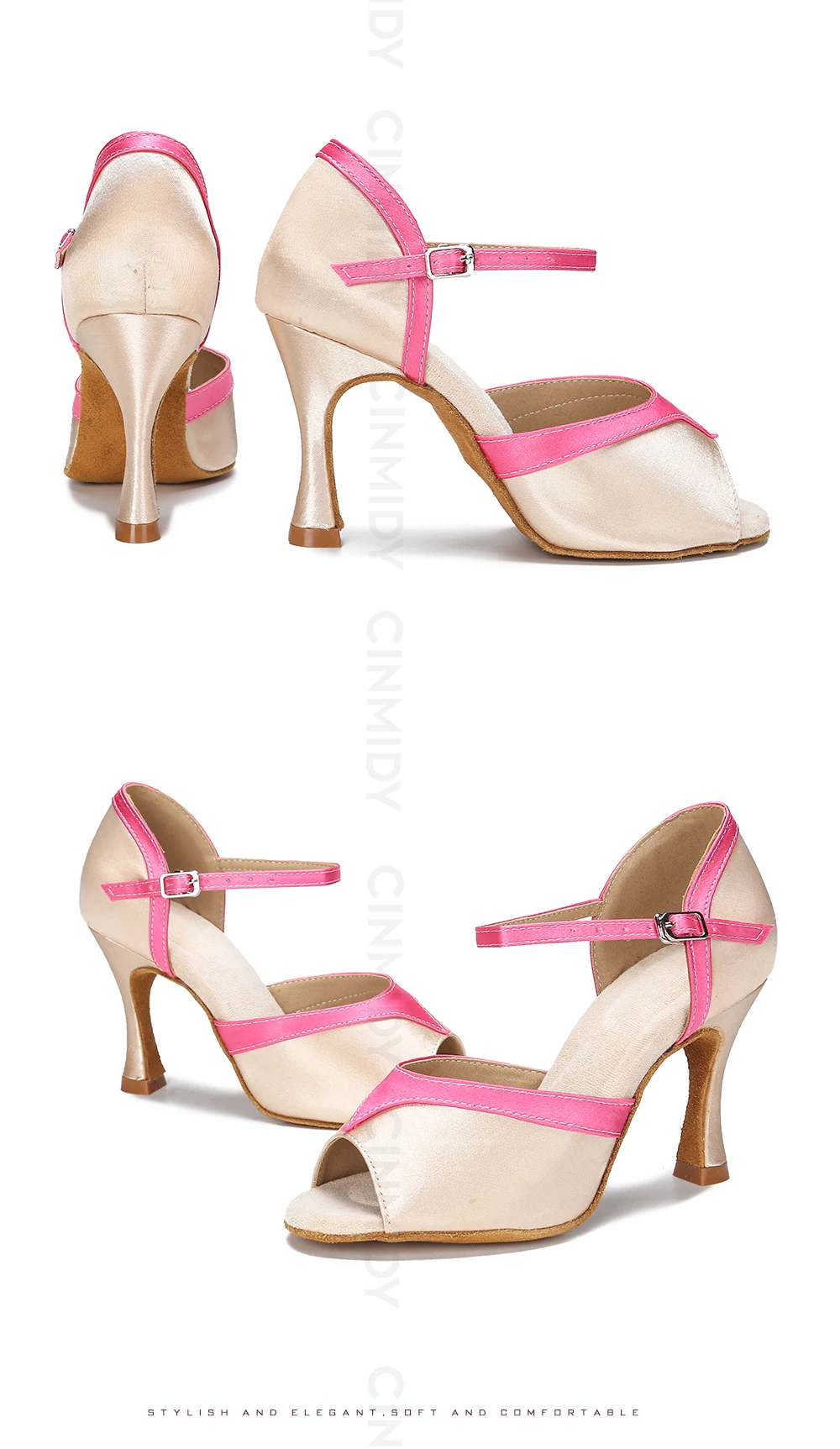 CINMIDY Seiden-Satin Tanzschuhe Damen Ballsaal Tanzschuhe Tango Salsa Latein Tanzschuh Weiche Sohle Party Schuhe Damen Tanzsandalen – Detail 15