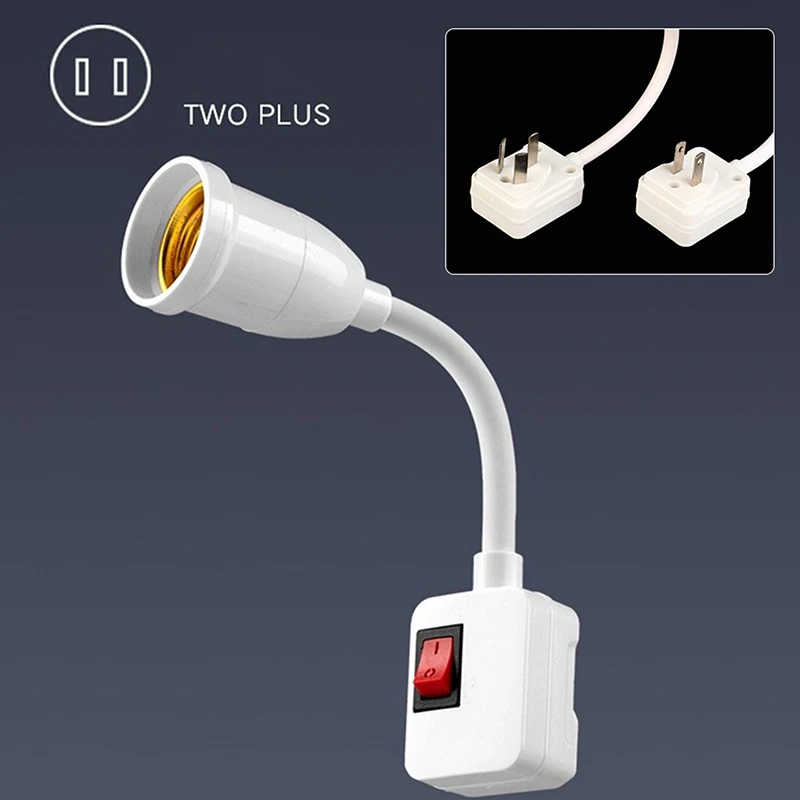 US Plug E27 Lamp Base Conversion LED Light Wall Flexible Lamp Holder Converter With Switch LED Head Bulb Socket