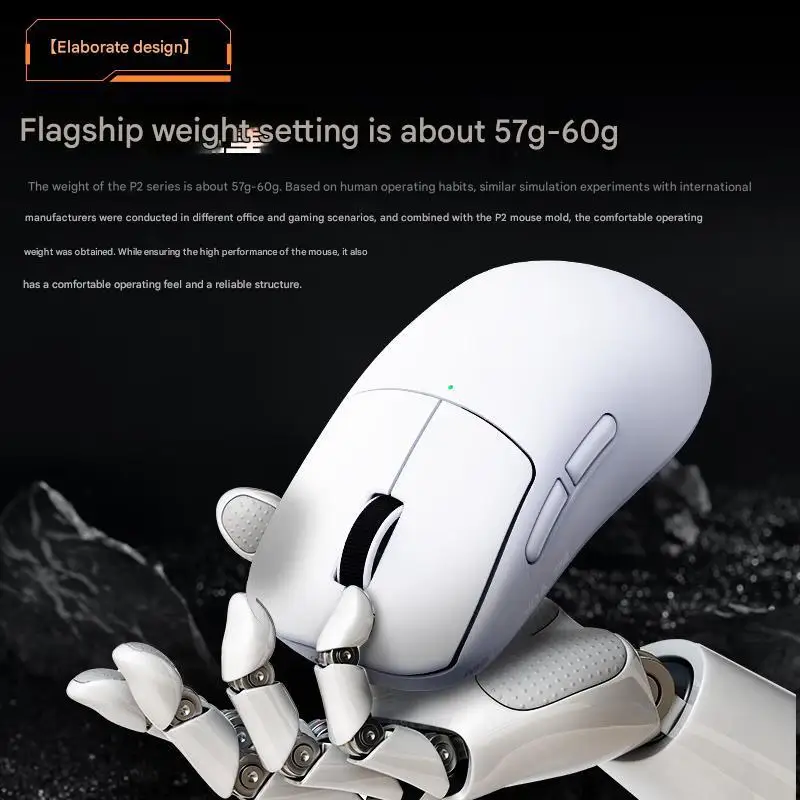METAPHYUNI P2 Mouse da gioco 60g Wireless 3 modalità simmetrico compatto per mani piccole e medie ergonomico leggero Vendita calda