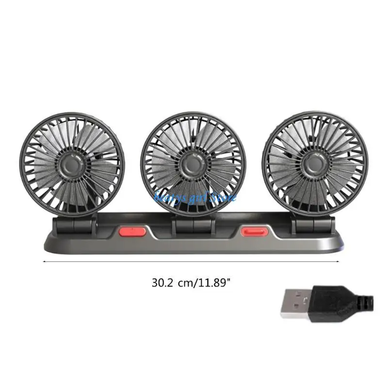 C7AB Ventilador carro 360 graus Ajustável 3 AR AR AR AUTROMOTIVO VERMAGEM ELÉTRICO USB 5V/12V/24V FAN 2 VELOCIDADES CARRO