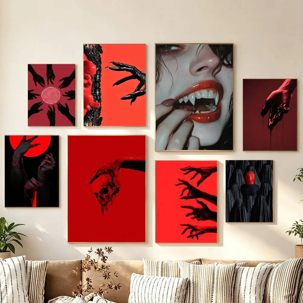 Mo-der-n Ho-r-r-o-r- Vampir-e Hand Minimalist Printed Poster For Home Decor, Living Room, Bedroom, Study, Decorative Painting HD