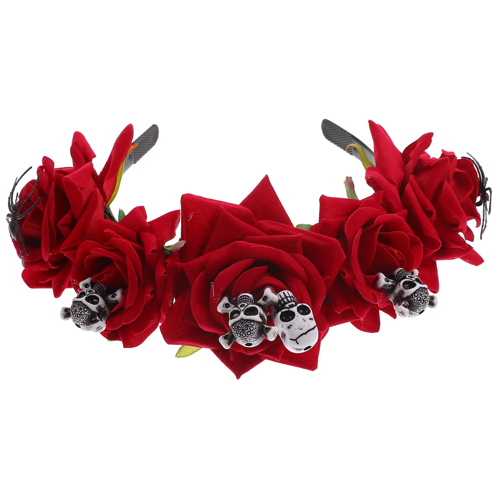 Skull Headband for Halloween – Rose Skull Design Comfortable Party Photo Prop & Costume Accessory