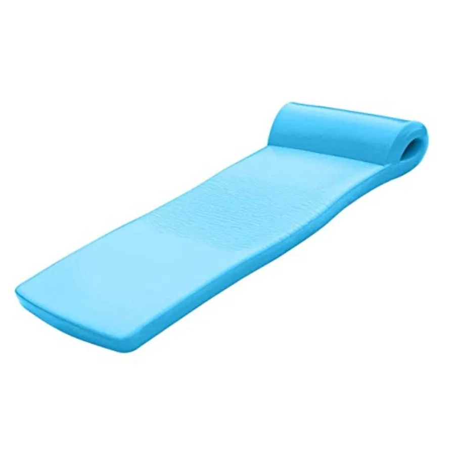 Outdoor swimming pool lounger raft for recreation, ultra-durable PVC material, vibrant blue color, extra-wide design with infla