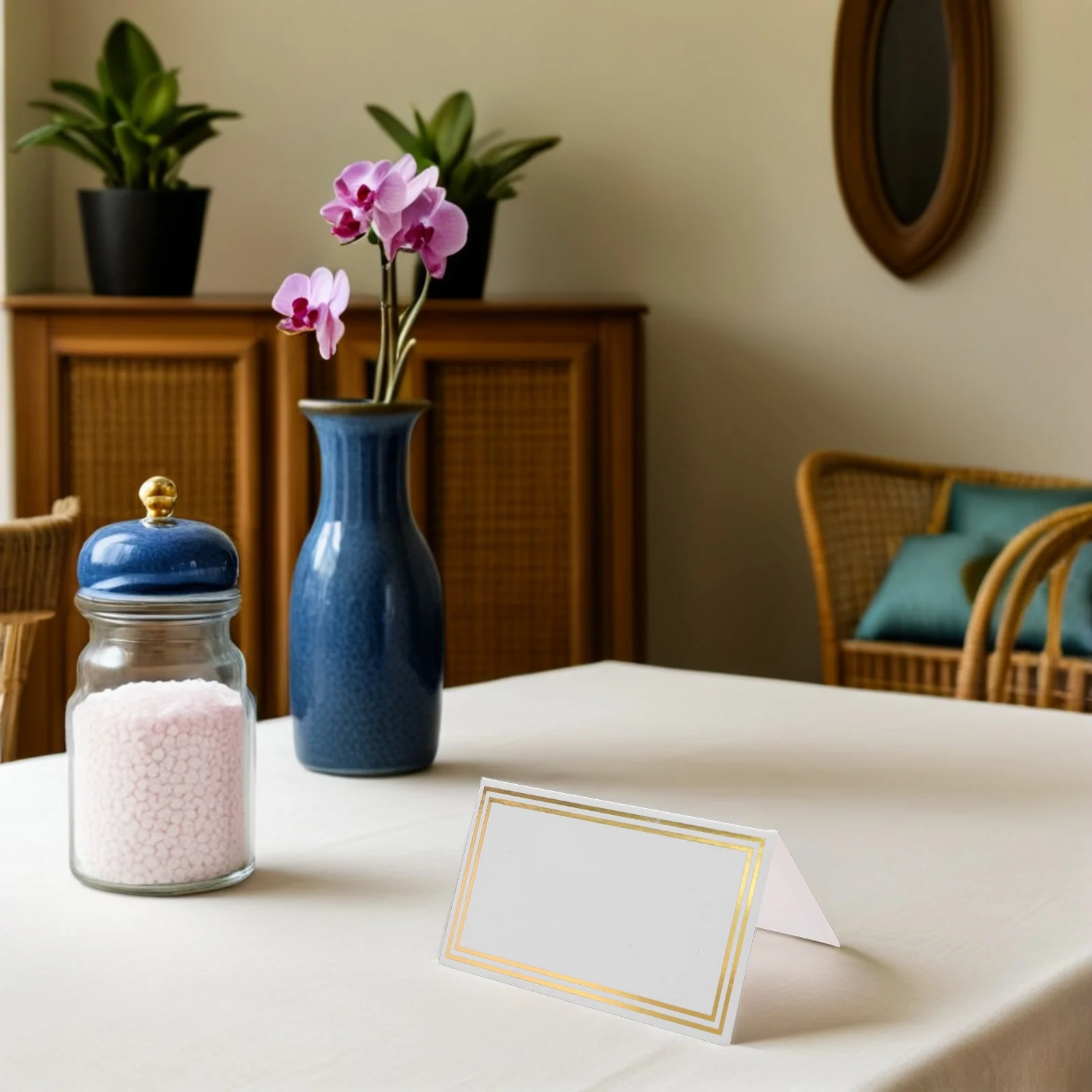 

50Pcs Luxury Gold Foil Wedding Table Cards Double Sided Blank Name Tags for Reception Dinner Party Guest Seat Label Supplies