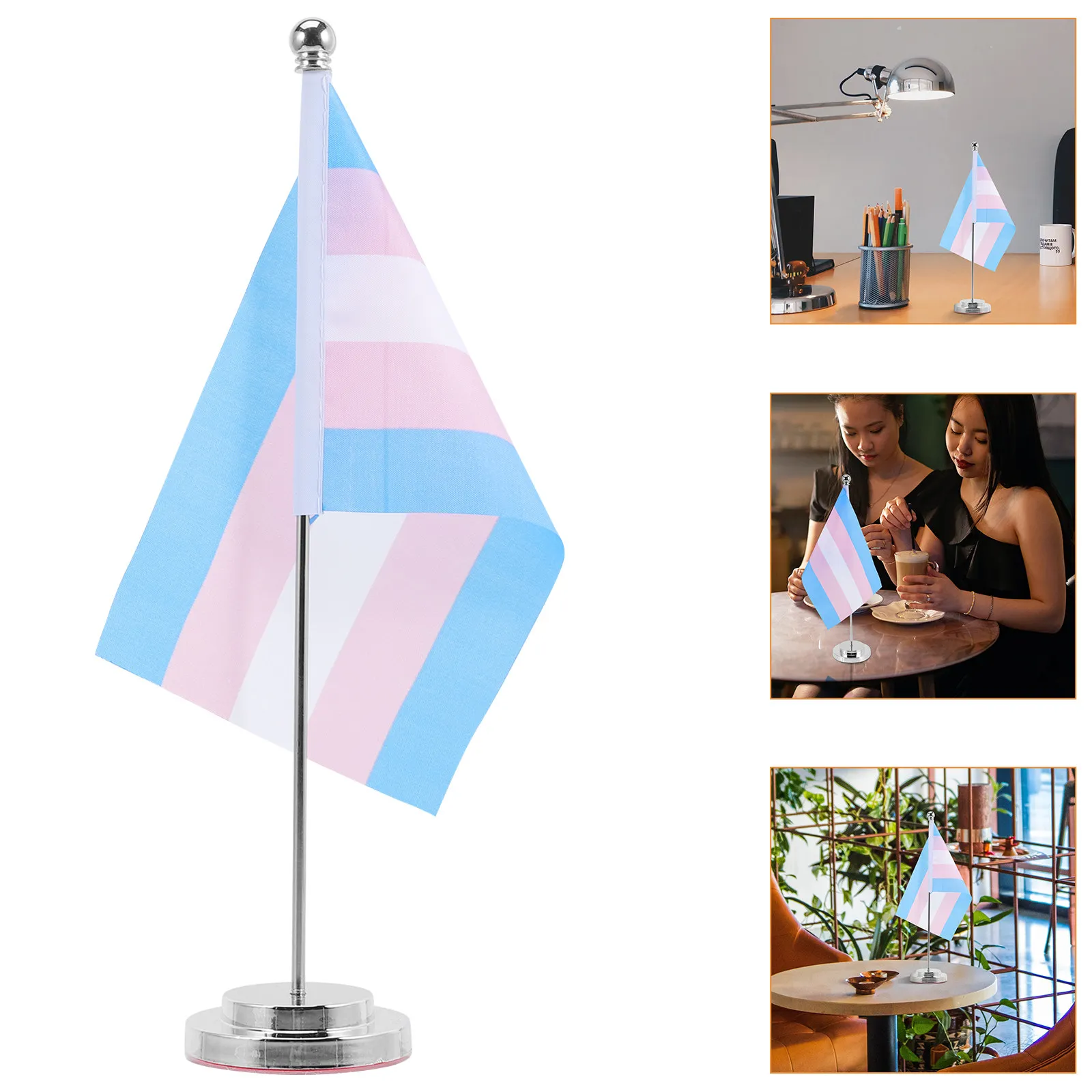 Table Flags for Desk Garden Stand Funny Top Polyester Tables Classic Rainbow
