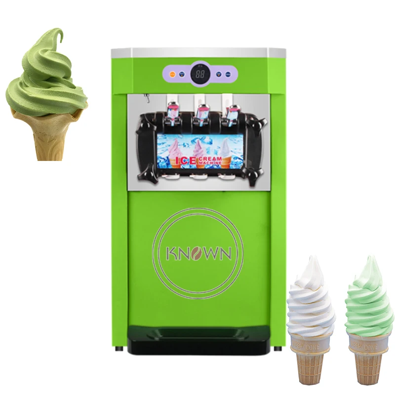 

Commercial 3 Flavor Soft Ice Cream Machine Mini Tabletop Ice Cream Machine Milk Fruit Strewbery Vending Ice Cream Machine