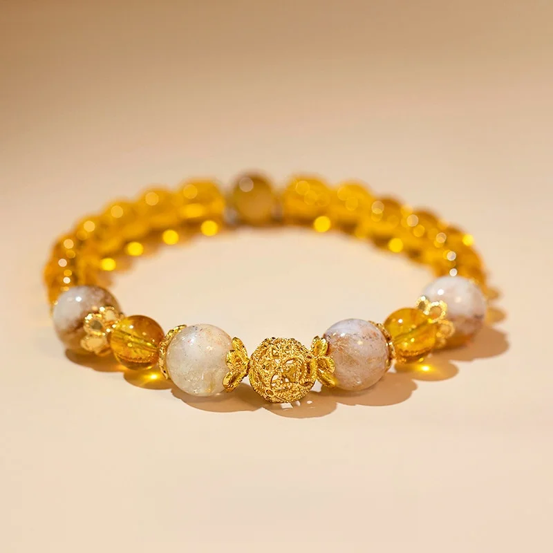 1pc  Bracelet Fine Sparkling Crystal Imitation Blonde Crystal Transfer Bead Bracelet for Women, Giving Birthday Gift