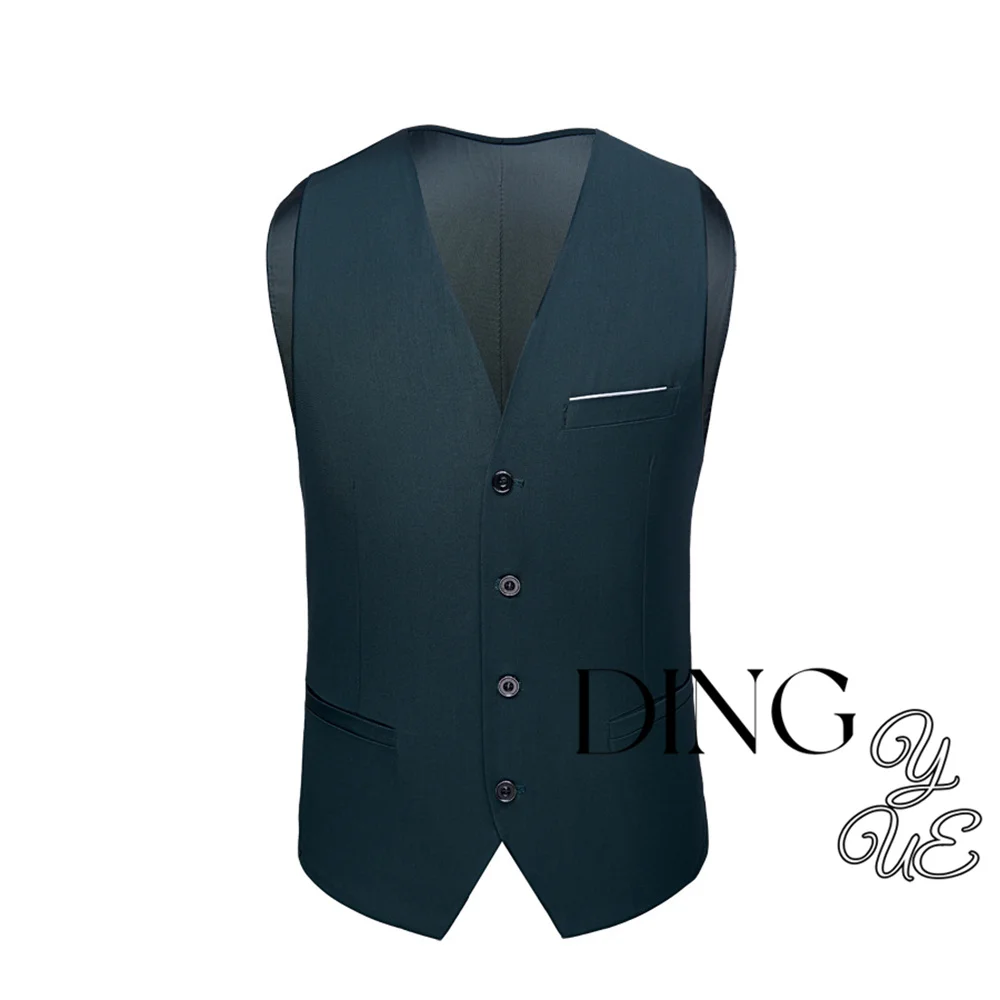 Fashion New Men\'s Casual Boutique Business Solid Color Vest / Male Slim V Neck Waistcoat Wedding Party Men\'s Waistcoat DiBanGu