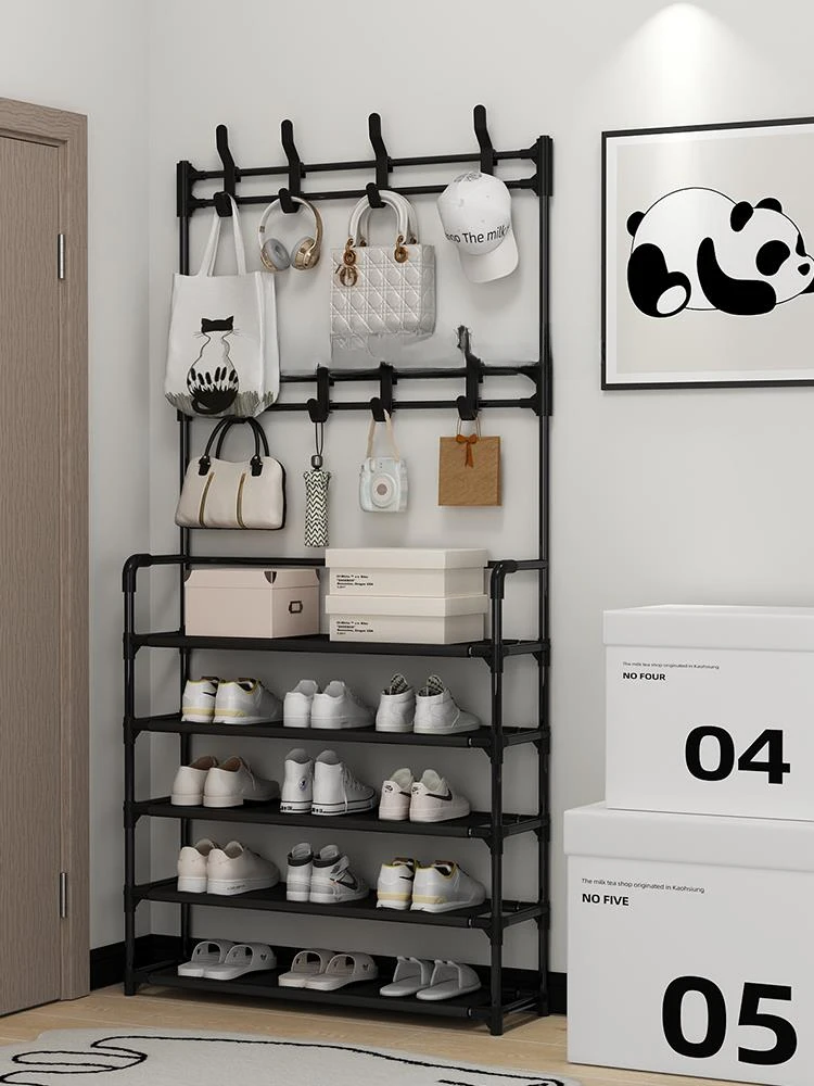 Household Shoe Rack Door Dormitory Coat Rack Simple Coat And Hat Integrated Shoe Cabinet Storage Multi-functional Storage Rack