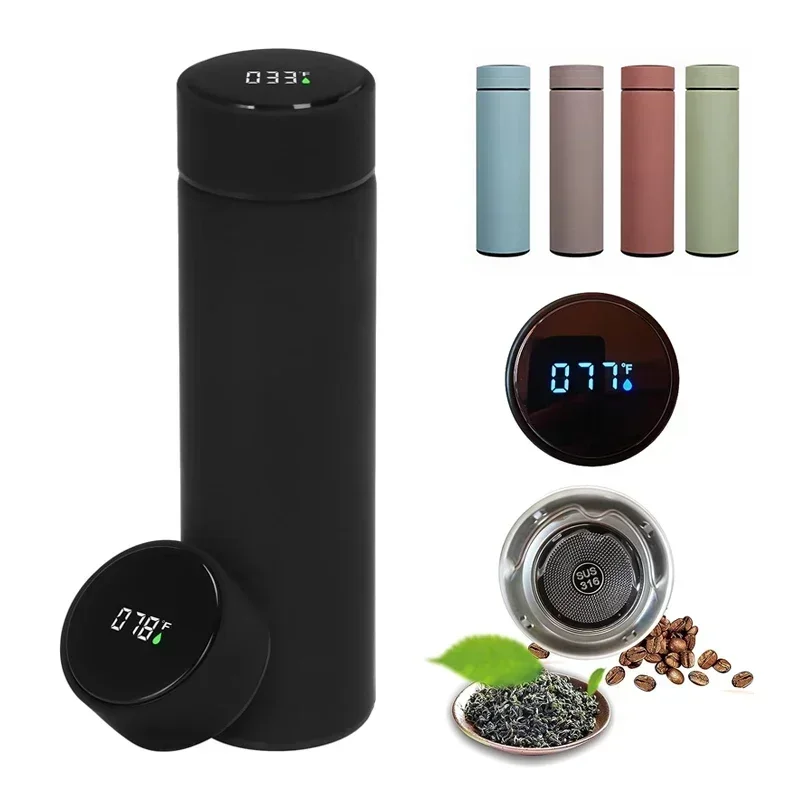 480ml Smart Thermos Cup 304 Stainless Steel Smart Temperature Display Waterproof Double-wall Vacuum Thermos Cup