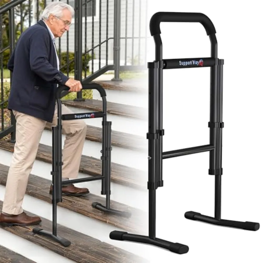 

Stair Assist Cane for Seniors 2-in-1 Standing and Lifting Aid for Couch and Chair Adjustable Height Climbing Cane with Wide Ant