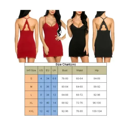 Sexy Mini Dress Fashion Lingerie Ladies Sleepwear Women Satin Nighties See Through Nightwear Lace Nightgowns Silk Pajamas