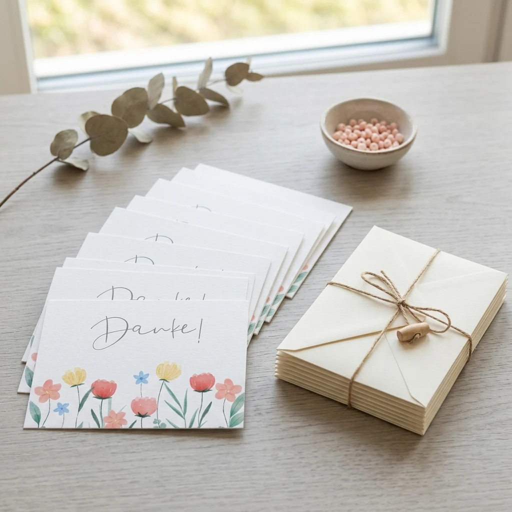 Hand Drawn Watercolor Thank You Cards Set of 10 Artistic Floral Design for Gifting