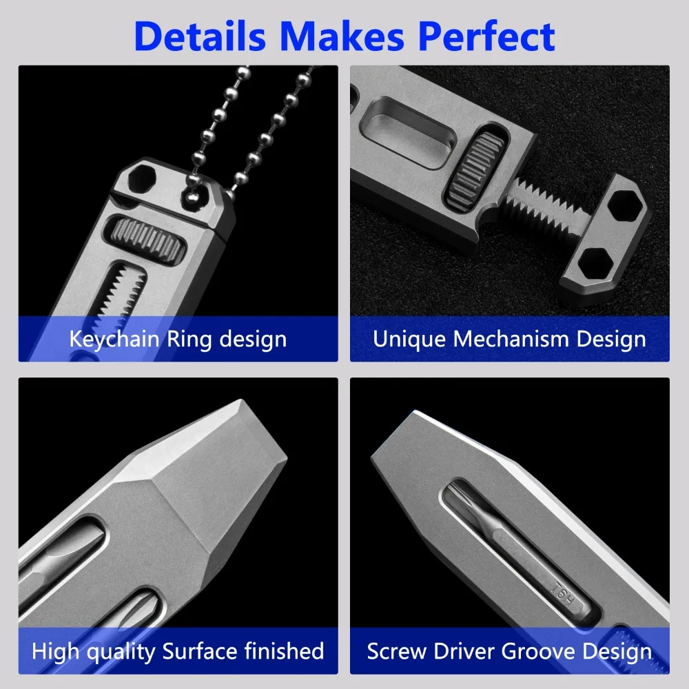 Titanium Alloy Mini EDC Wrench Multifunctional Pry Bar Bottle Opener Portable Keychain Pocket Tool Accessory Screwdriver