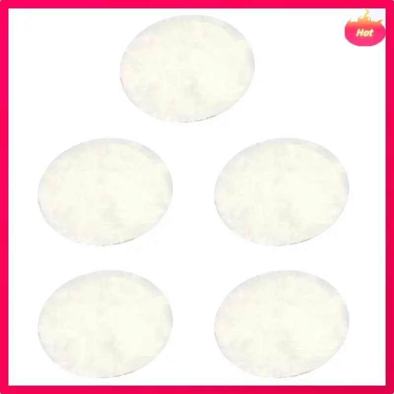 ABYP 5X Faux Sheepskin Wool Carpet 30 X 30 Cm  Soft Longhair Decorative Carpet Cushion Chair Sofa Mat (Round White)