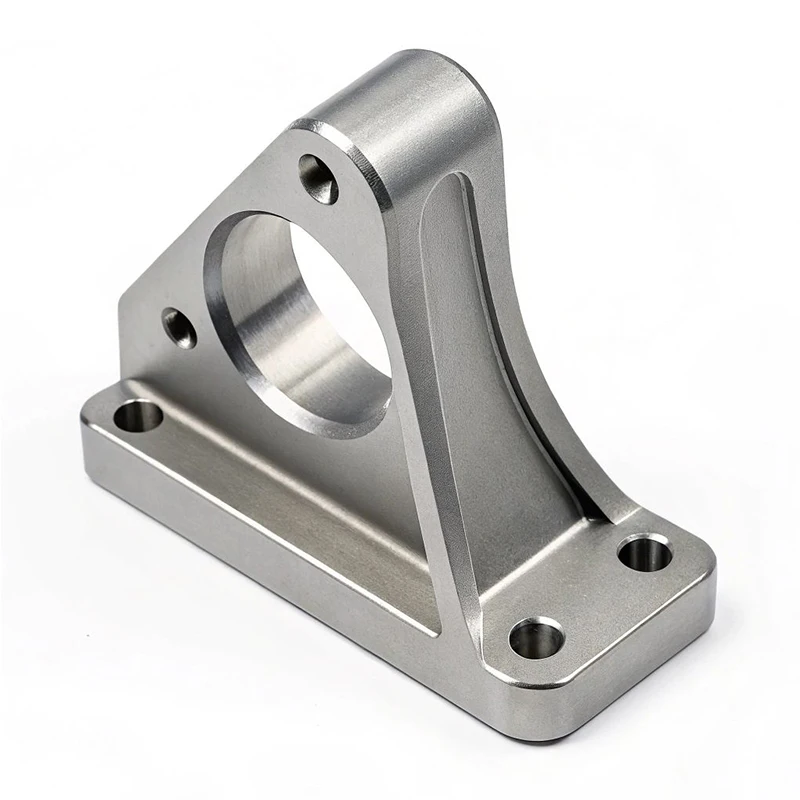 5-Axis CNC Milled 6061 Aluminum Bearing Support Bracket Bright Machined Motor Mount Stand