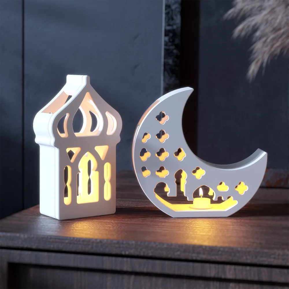 3D Hollow Middle Eastern Style House Ambient Light Silicone Mold DIY Moon Lamp Eid Home Decoration Mold Plaster Drop Glue Mold