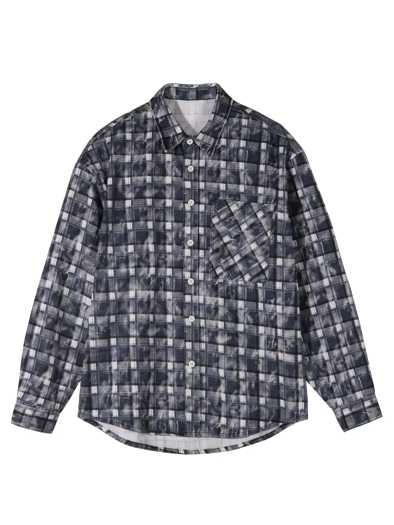 

LVLAEA оптовая продажа, осенняя уличная рубашка на пуговицах с длинными рукавами и лацканами, хлопковая повседневная модная клетчатая рубашка с карманами и украшением для мужчин