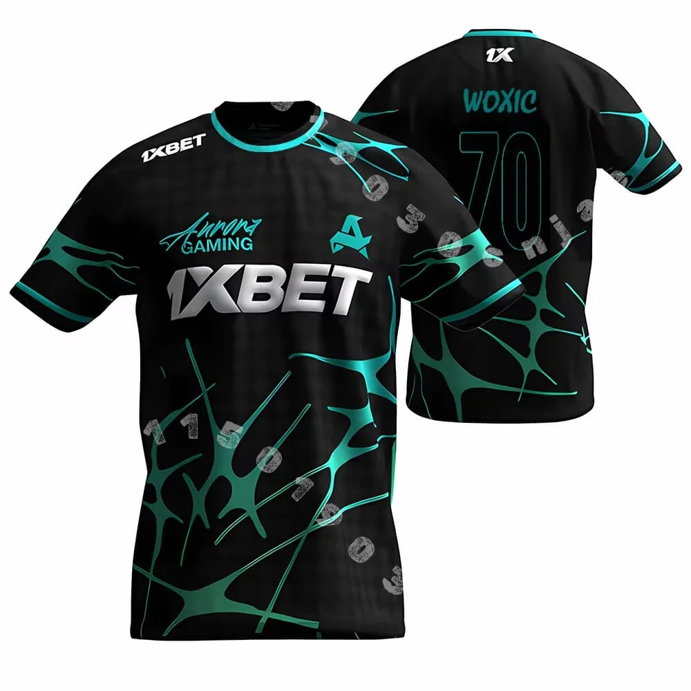 Esports Anuna Gaming MAJ3R  Turquoise Fluid Print Short Sleeve Gaming Jersey Quick Dry Breathable Tee Family Matching Parent Kid