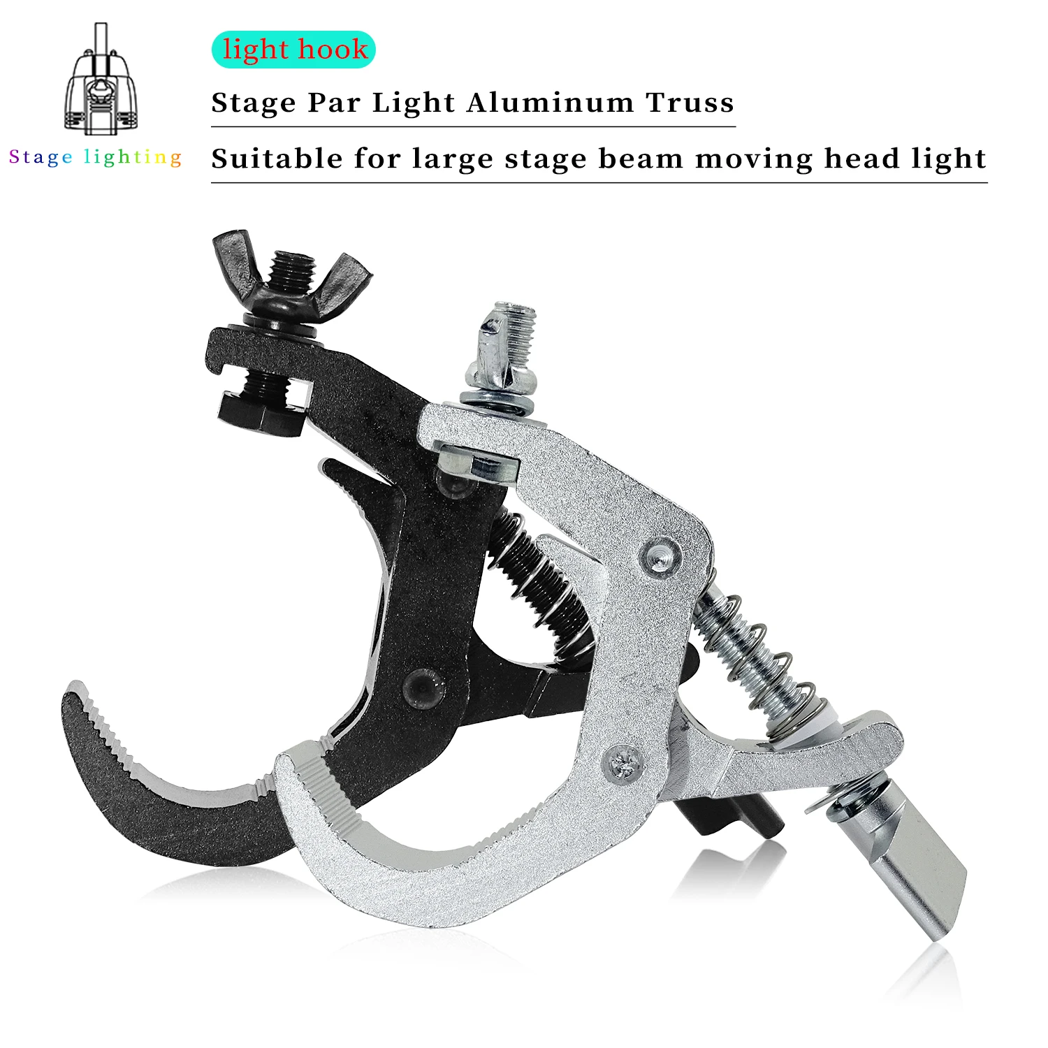 Alumimun Alloy Clamp 150kg 40-60mm Hanger Hook Bracket Stage Durable Heavy Duty Hook Theatre DJ Lighting Kit Stage Lights Hooks