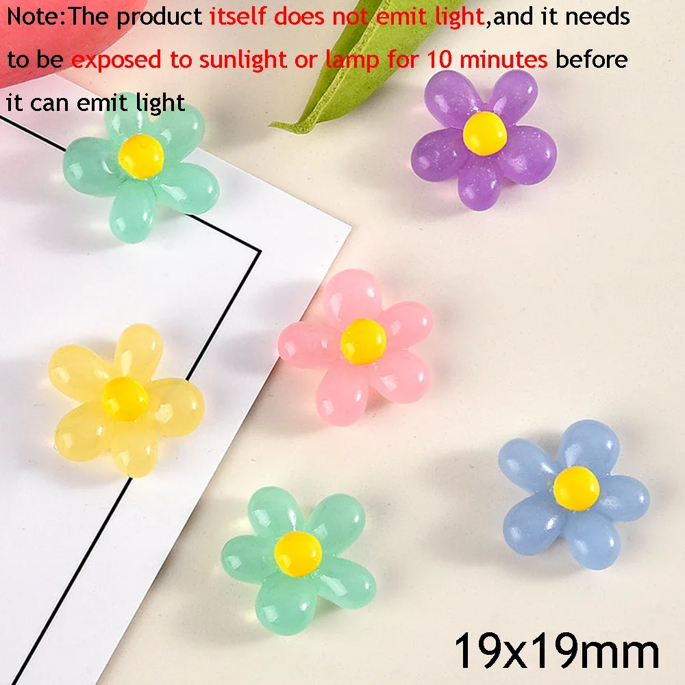 20PCS Noctilucent Five Petal Flower Resin Flatbacks Cabochons For Scrapbooking DIY Jewelry Craft Embellishments Accessories